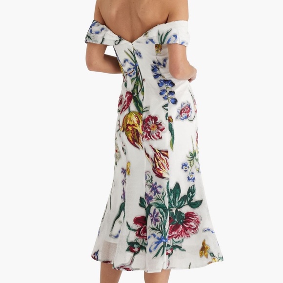 Marchesa Notte Off-the-shoulder brocade midi dress - Picture 2 of 7